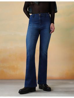 Flying Machine - Women Blue Cotton Solid Bootcut Jeans
