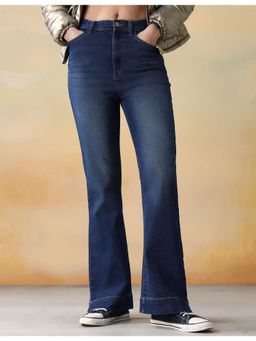 Flying Machine - Women Blue Cotton Solid Bootcut Jeans