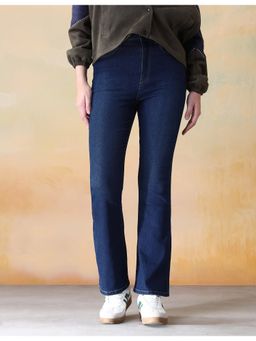 Flying Machine - Women Blue Cotton Solid Bootcut Jeans