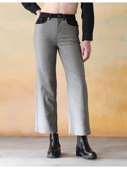 Flying Machine - Women Grey Cotton Solid Wide Jeans