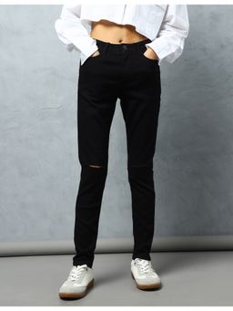 Flying Machine - Women Black Cotton Solid Skinny Jeans