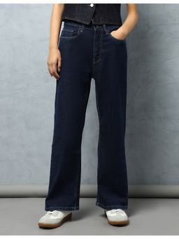 Flying Machine - Women Blue Cotton Solid Straight Jeans