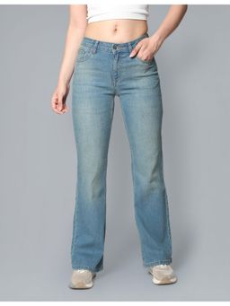Flying Machine - Women Blue Cotton Solid Bootcut Jeans
