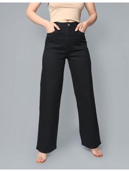 Flying Machine - Women Black Cotton Solid Straight Jeans