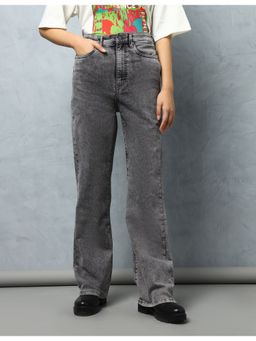 Flying Machine - Women Grey Cotton Solid Bootcut Jeans