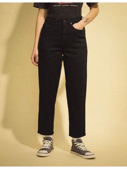 Flying Machine - Women Black Cotton Solid Tapered Jeans
