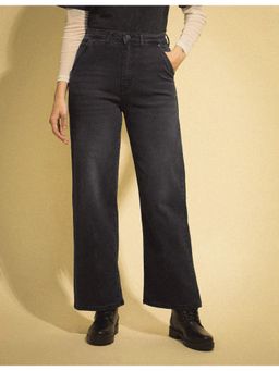Flying Machine - Women Grey Cotton Solid Wide Jeans
