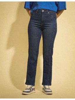 Flying Machine - Women Blue Cotton Solid Straight Jeans