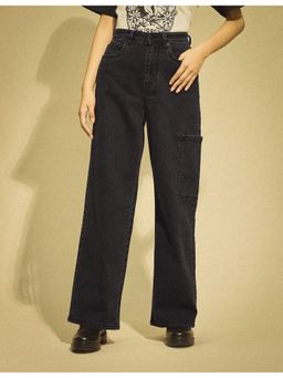 Flying Machine - Women Grey Cotton Solid Wide Jeans