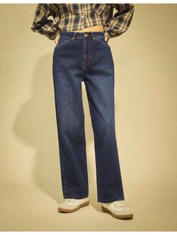 Flying Machine - Women Blue Cotton Solid Straight Jeans