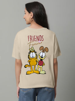 Free Authority - Official Garfield Woman Graphic Short Sleeve Pure Cotton Regular Fit T-Shirt