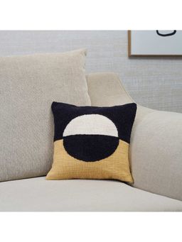 HomeTown - Ebony Circle Crewel Cushion Cover 30 x 30 Cm in Mustard Colour