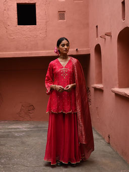 DEEPTHEE - Vermillion Panelled Short Kurti (Set of 3)