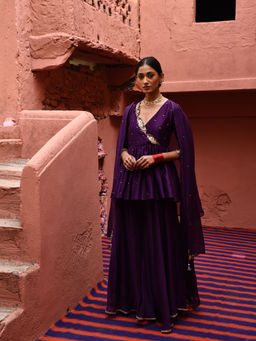 DEEPTHEE - Aubergine Short Peplum (Set of 3)