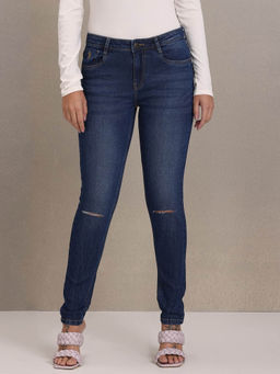 U.S. POLO ASSN. - Women Blue Mid Rise Skinny Fit Stone Wash Jeans