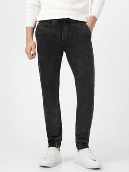 Urbano Fashion - Men Grey Slim Fit Washed Jogger Jeans Stretchable