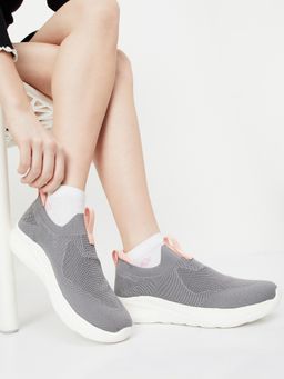 max - Women Mesh Slip On Sports Grey Running Shoes