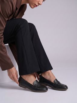 Dollphin - Women Black Leather Loafers