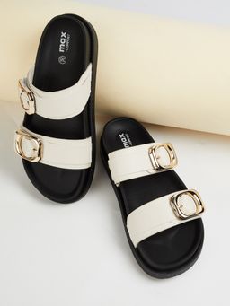max - Women Solid Double Strap Sandals
