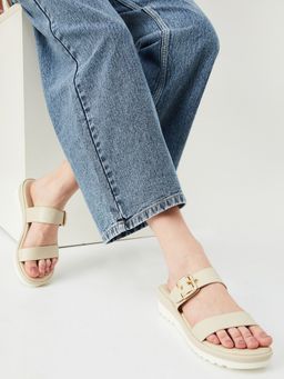 max - Women Solid Double Strap Sandals