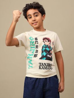 Kidsville - Official Demon Slayer Tanjiro Printed Regular Cotton Tshirt For Boys