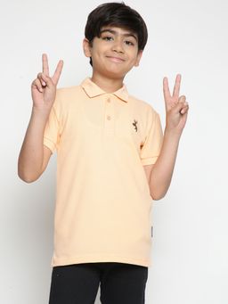 Lil Tomatoes - Boys Solid Cotton Polo T-Shirt Peach