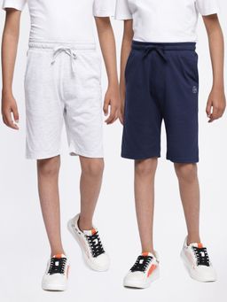 Lil Tomatoes - Boys Solid Cotton Combo Shorts Navy Blue (Pack of 2)