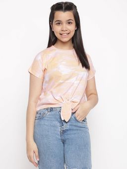 Lil Tomatoes - Girls Tie & Dye Cotton Top Peach