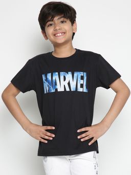 Lil Tomatoes - Boys Typography Marvel Cotton T-Shirt Black