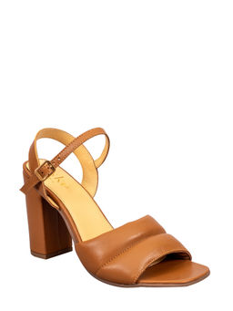 Eske - Solid Tan Sandra Block Heel Sandals For Women
