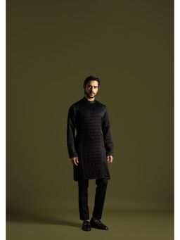 PAARSH - Men Black Satin Kurta With Pant