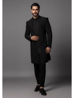 PAARSH - Men Black Kurta With Jacket