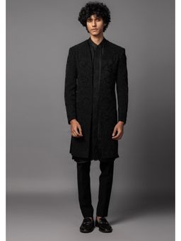 PAARSH - Men Black Kurta With Jacket