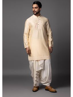PAARSH - Men Cream Divine Leela Kurta With Dhoti