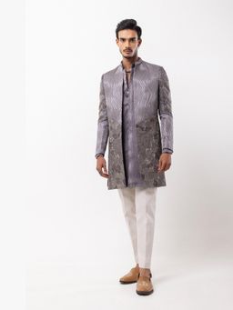 PAARSH - Men Grey Radiance Kurta With Jacket