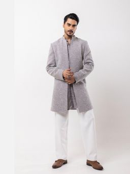 PAARSH - Men Grey Kurta With Jacket