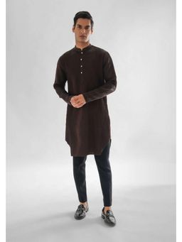 PAARSH - Men Cosmos Cadburry Brown Kurta With Pant