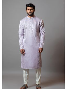 PAARSH - Men Lavender Mirror Scrapers Kurta With Pant