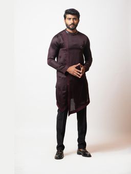 PAARSH - Men Wine Phulkari Kurta With Pant