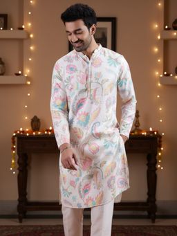 KISAH - Multi-Color Silk Blend Full Sleeves Kurta with Pant