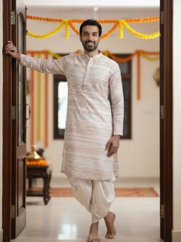 KISAH - Multi-Color Cotton Blend Full Sleeves Kurta With Dhoti