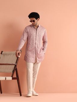 KISAH - Pink Silk Blend Full Sleeves Kurta With Pant