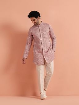 KISAH - Pink Silk Blend Full Sleeves Kurta