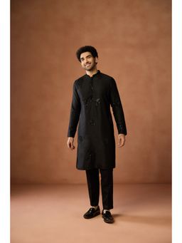 KISAH - Black Silk Blend Full Sleeves Kurta With Pant