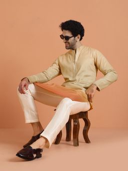 KISAH - Beige Silk Blend Full Sleeves Kurta With Pant
