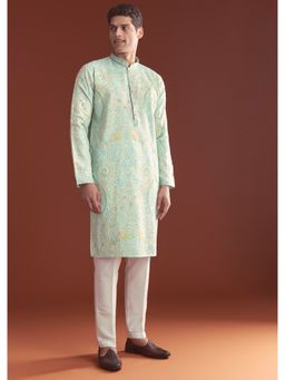 KALKI FASHION - Blue Silk Full Sleeves Kurta With Pant