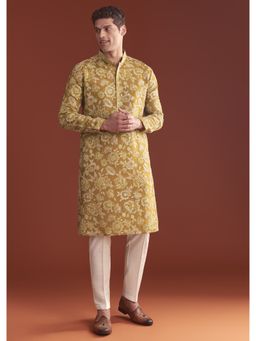 KALKI FASHION - Mustard Silk Full Sleeves Kurta With Pant