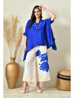 Shop Begum - Blueberry Pure Crepe Top and Palazzo-Blue