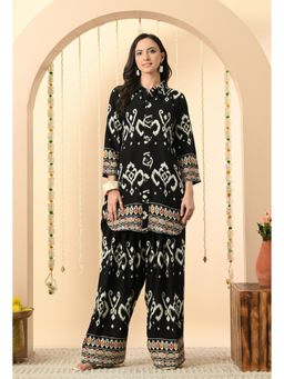 Shop Begum - Boss Lady Farshi Pure Cotton Co ord set-Black