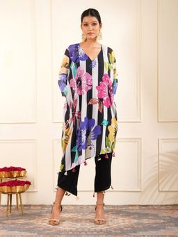Shop Begum - Miss Oird Pure Georgette Kaftan and Pant-Black